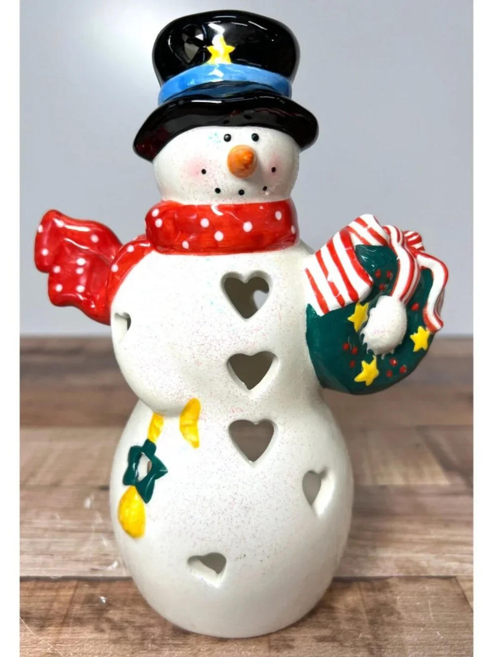 Hallmark Snowman Ceramic Tea Light Candle Holder Winter Holiday Decor